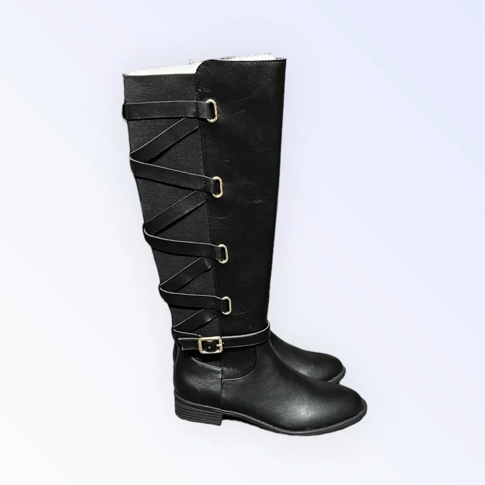 🌻 NEW w/Box Thalia Sodi Veronika Black Over The Knee Riding Boots Size 6.5
